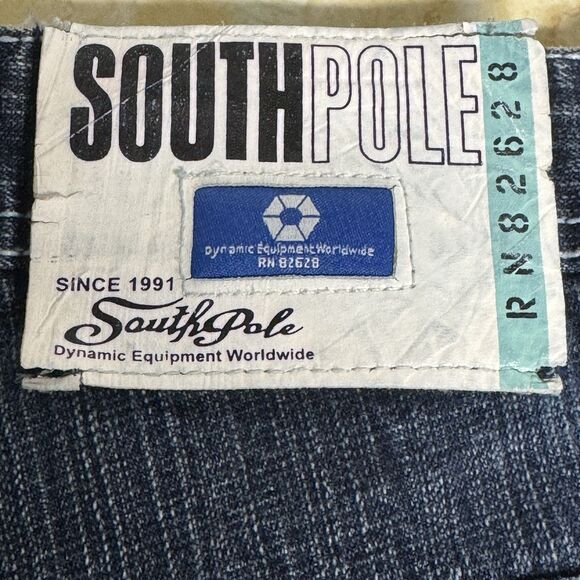 Southpole Jeans 38 (36") Blue Vintage Wide Leg Baggy Plaid Pockets Y2K Skater - Picture 9 of 15